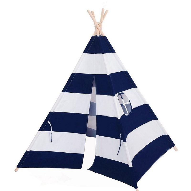 TT40- blue white-Cotton Canvas Children Teepees Kids Tipi Tent