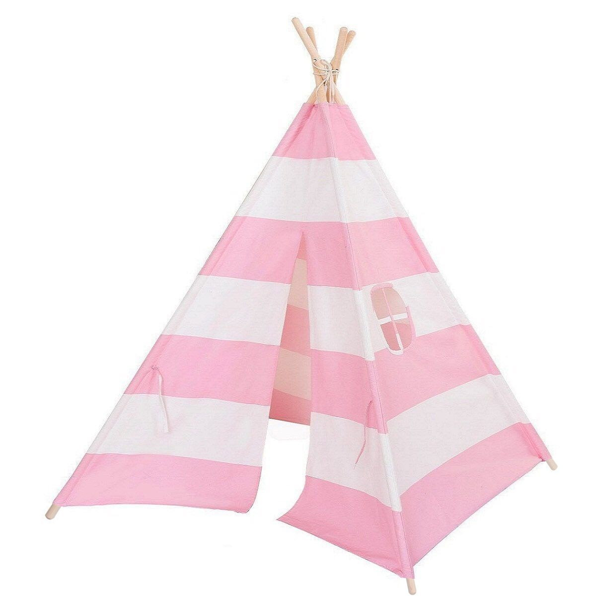 TT40- pink white-100% cotton canvas fabric play indian kids teepee tent for wholesale